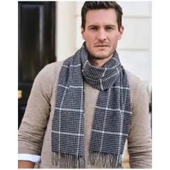 Mens Textured Stripe Cashmere Scarf